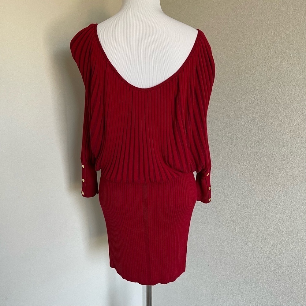 Cache Red Knit Ribbed Dress - Picture 3 of 9